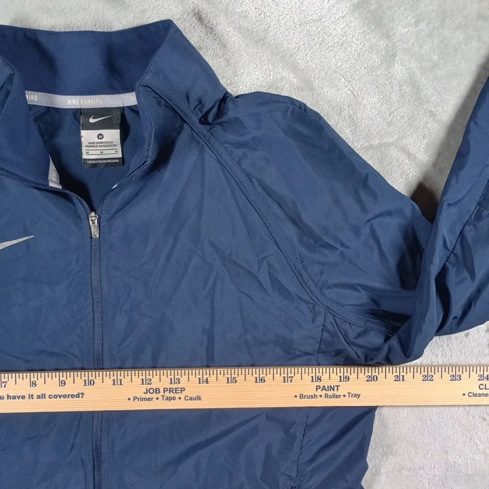 Nike Essential Running Jacket Mens Medium Navy Blue Full Zip 728249-419 Gorpcore